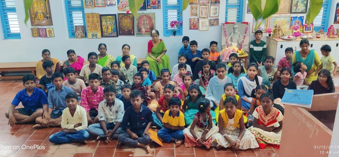 Children participating in educational activities supported by Sri Subramanya Charitable Trust